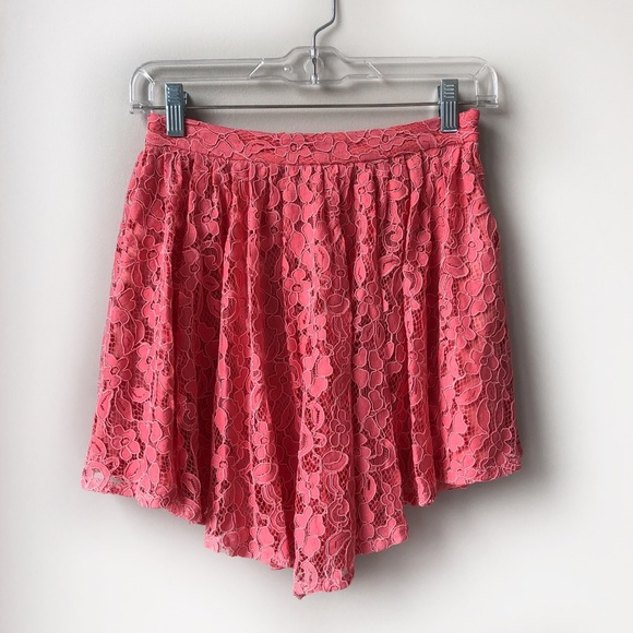 NBD Make Me Blush Pink Floral Lace Mini Skirt - Picture 7 of 11